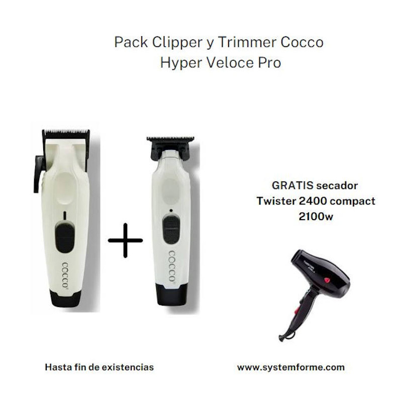 pack clipper y trimmer cocco hyper veloce pro blanco perla